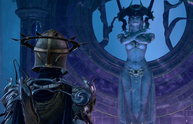 Estatua de Shar dentro de la Ordalía de Shar en Baldur's Gate 3