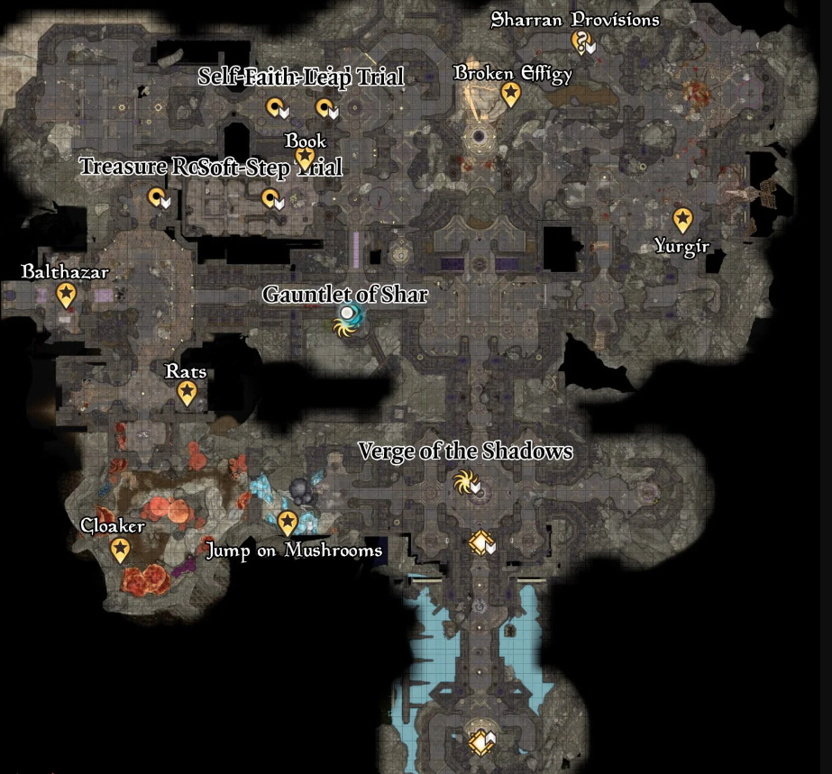 Mapa de la Ordalía de Shar en Baldur's Gate 3