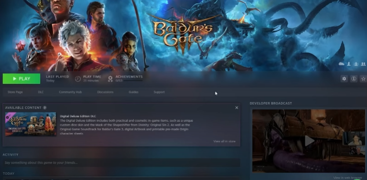Errores al iniciar Baldur's Gate 3 en PC